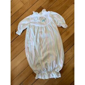 Vintage Bright Future Infant Layette Gown Bears & Clouds Stripes Snap Back